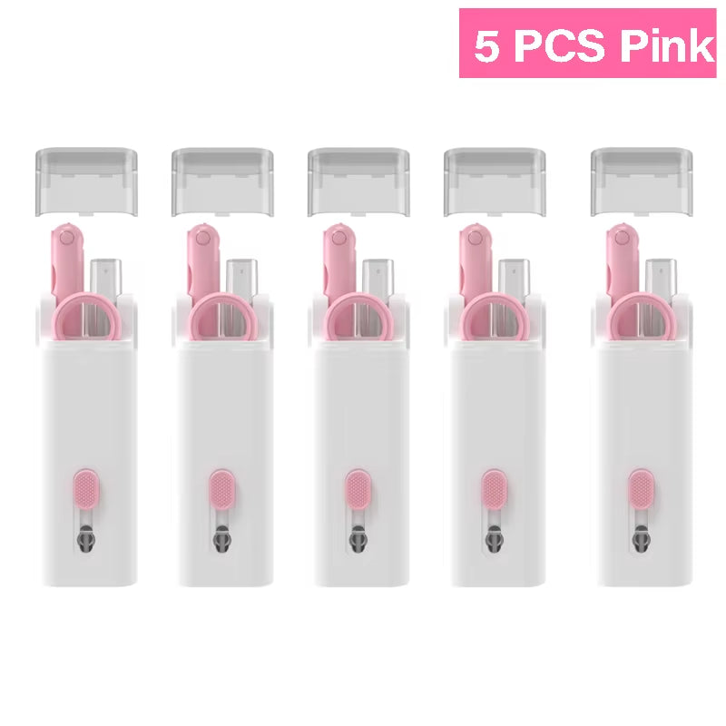7-In-1 Computer Keyboard Cleaner Brush Screen Cleaning Spray Bottle Set Earphones Cleaning Pen Cleaning Tools Keycap Puller
