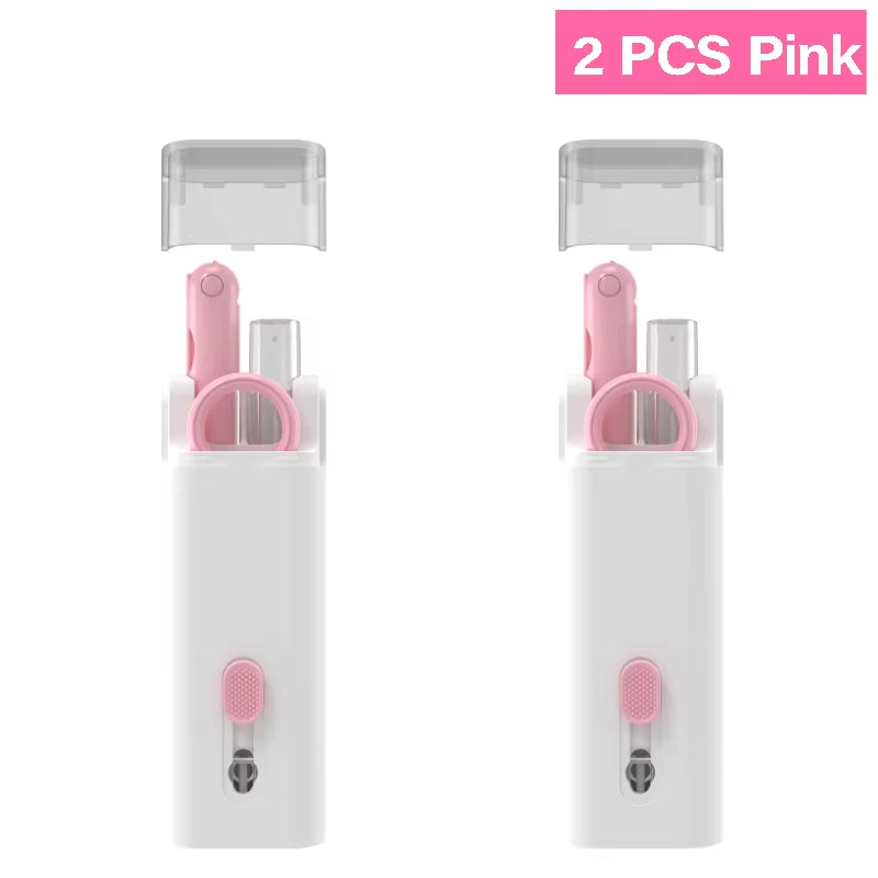 7-In-1 Computer Keyboard Cleaner Brush Screen Cleaning Spray Bottle Set Earphones Cleaning Pen Cleaning Tools Keycap Puller